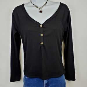 NWOT Caution to the Wind Black Ribbed Top